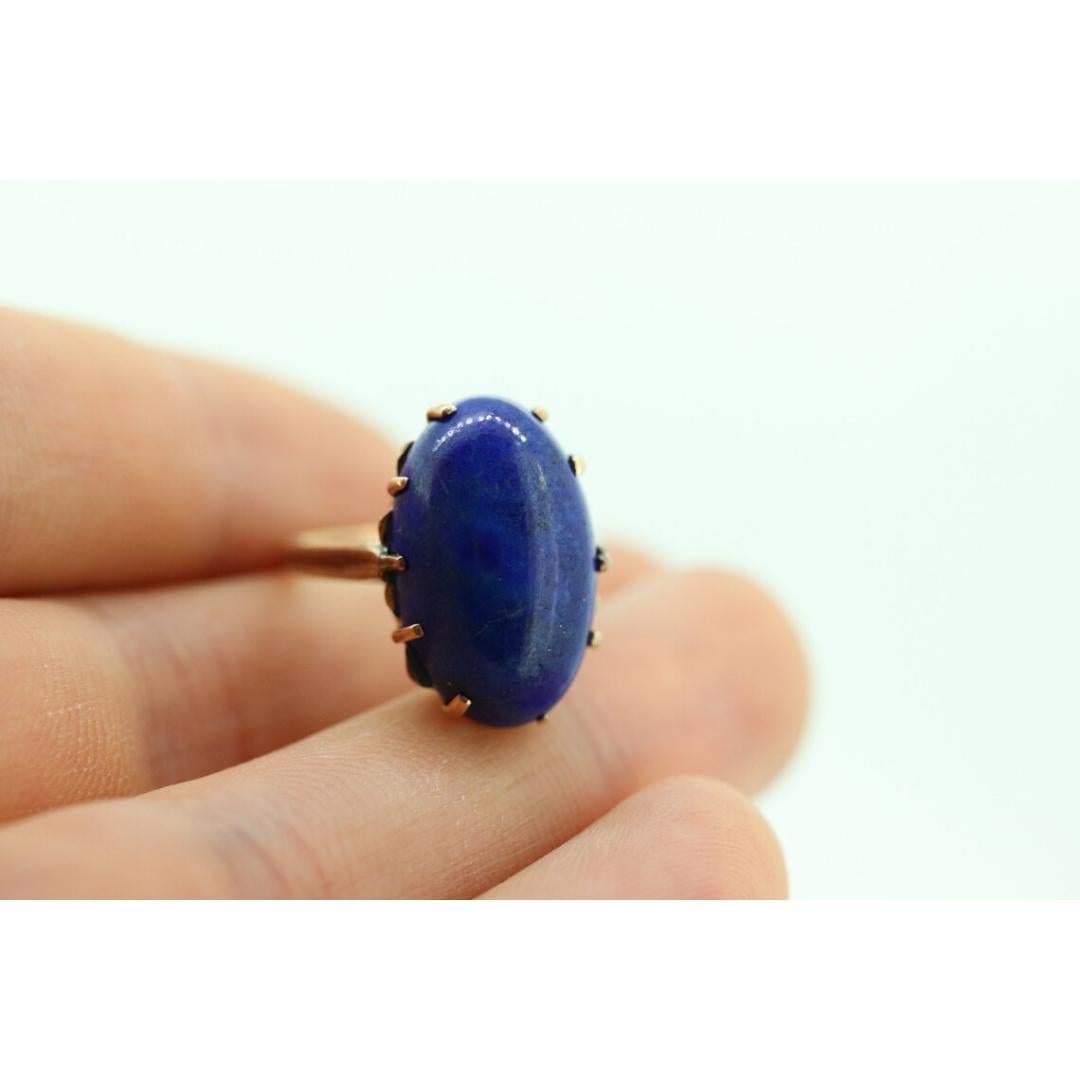 10k Blue Lapis Lazuli Ring. Vintage 10k Yellow Gold Lapis Prong Set into For Sale 2