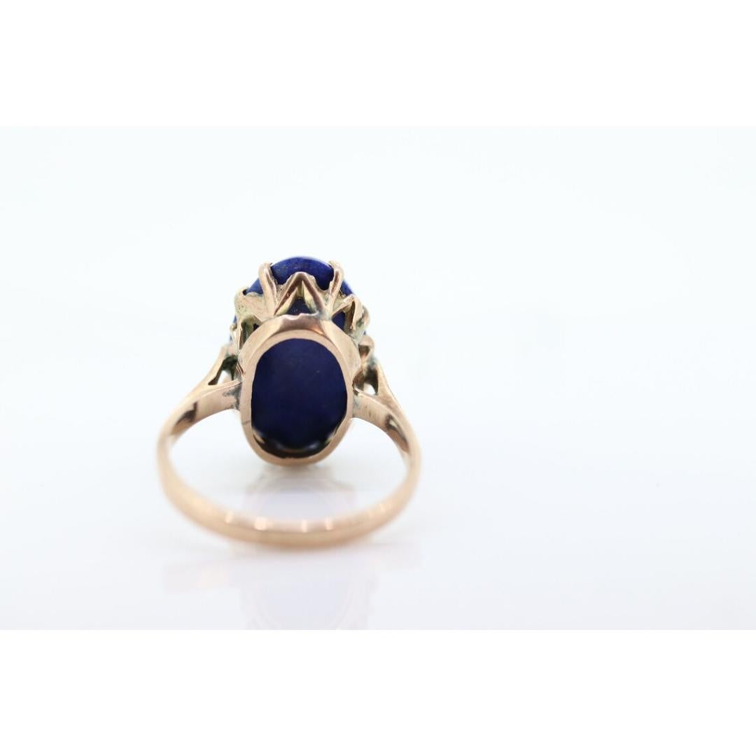 10k Blue Lapis Lazuli Ring. Vintage 10k Yellow Gold Lapis Prong Set into For Sale 4