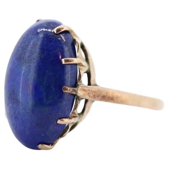 10k Blue Lapis Lazuli Ring. Vintage 10k Yellow Gold Lapis Prong Set into For Sale
