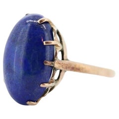 10k Blue Lapis Lazuli Ring. Vintage 10k Yellow Gold Lapis Prong Set into