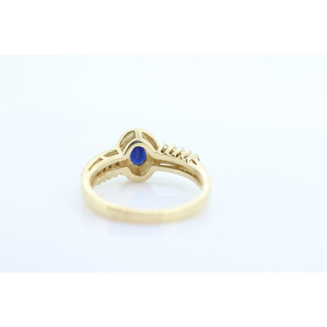 10k Blauer Saphir Diamant Solitär Ring. 10k Großer ovaler Saphir Ring. Nissko im Angebot 1