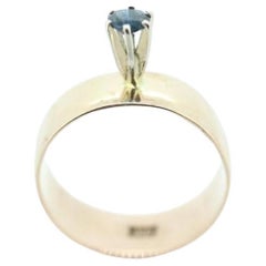 10k Blue Sapphire solitaire high setting ring. 10k Victorian Wide band Prong