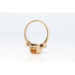 10k Citrine Large solitaire with Diamonds Ring. Citrine Bow Solitaire statement