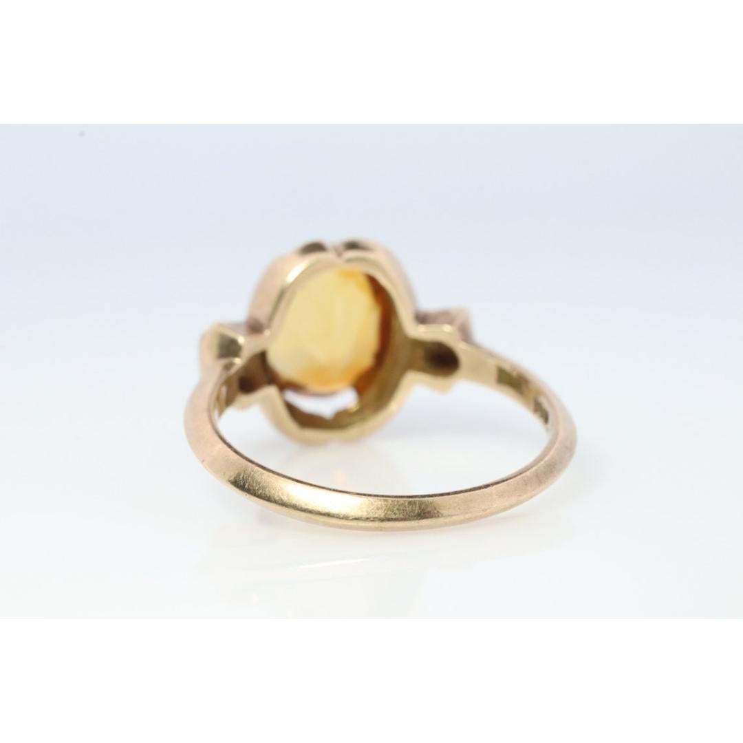 Bague 10k Citrine Large solitaire avec Diamants. Citrine Bow Solitaire statement Bon état - En vente à Port Charlotte, FL