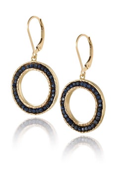 10k Coin Dangle Earrings with Sapphires