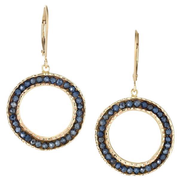 10k Coin Dangle Earrings with Sapphires For Sale