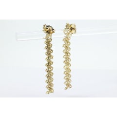 10k Diamond 3/4ctw Earrings. Champagne Diamond S Link Tennis Drop Dangle Earring