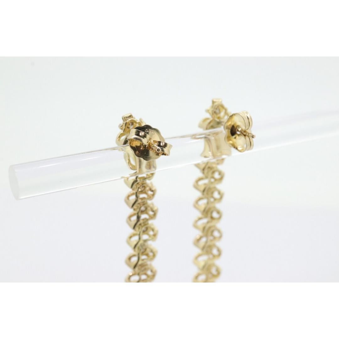 Boucles d'oreilles 10k diamant 3/4ctw. Boucles d'oreilles pendantes tennis à maillons en S avec diamants en champagne en vente 4