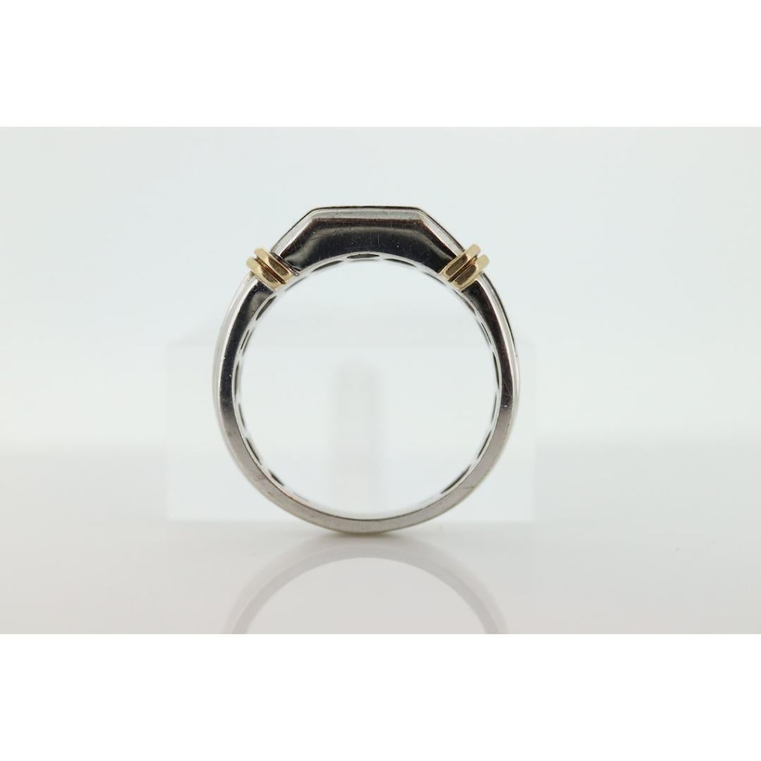 10k Diamant-Ring mit Kanalfassung. Ring aus Weiß- und Gelbgold mit 5 Diamanten. Herrenring. 2