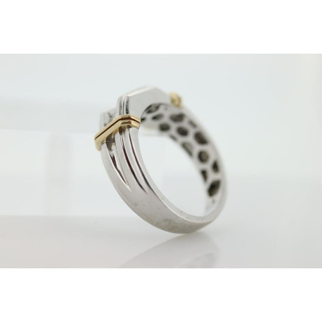 10k Diamant-Ring mit Kanalfassung. Ring aus Weiß- und Gelbgold mit 5 Diamanten. Herrenring. 5