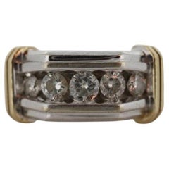 10k Diamond Channel Set Band. White Yellow Gold 5 diamond ring. Mens Ring.