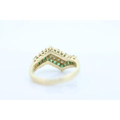 10k Diamond Emerald Pave Encrusted Band. 10k Yellow Gold Diamond Emerald Dome