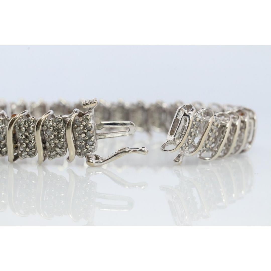 10k Diamant-Tennisarmband. 10k S-link rundes Diamant-Cluster-Tennisarmband. im Zustand „Gut“ im Angebot in Port Charlotte, FL