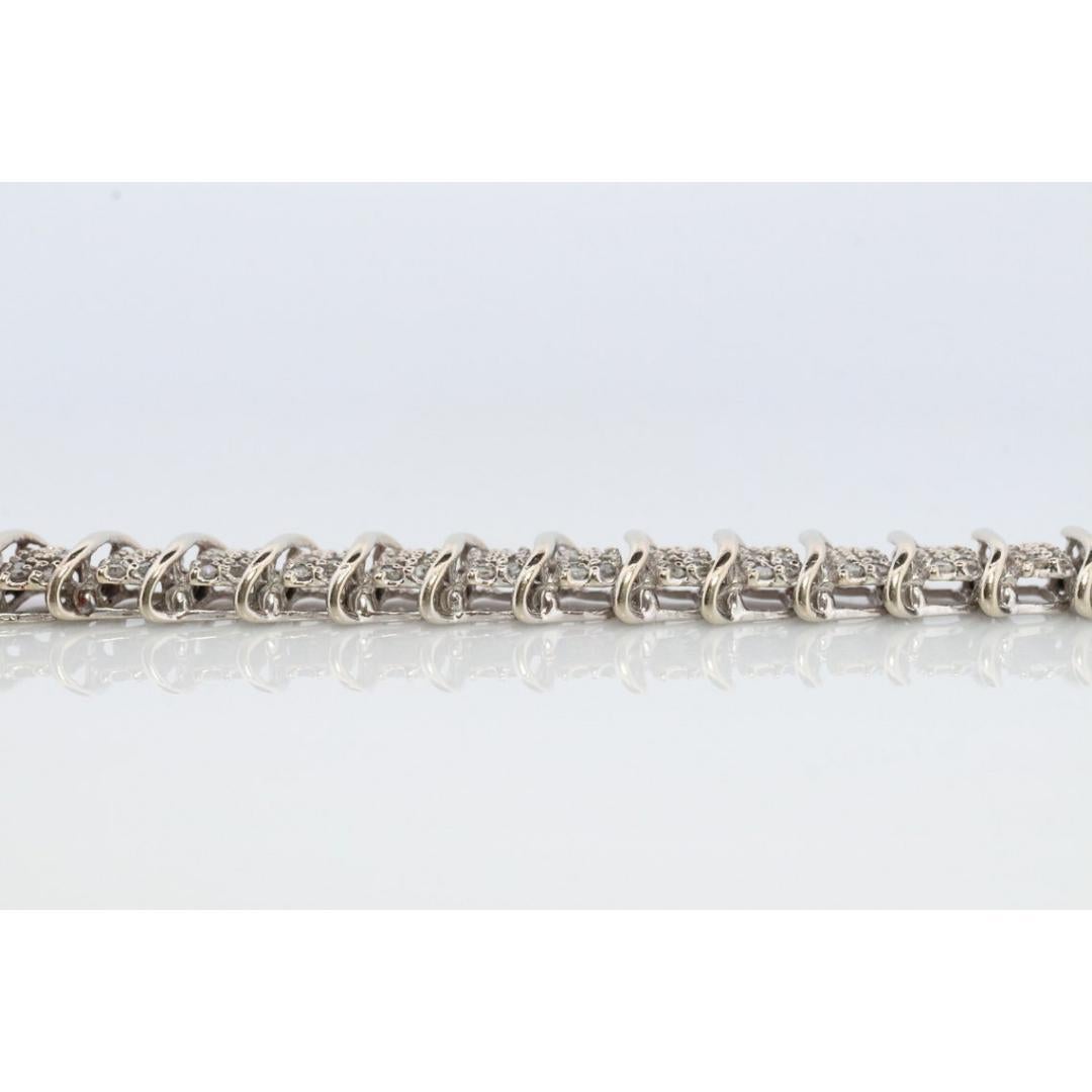 10k Diamant-Tennisarmband. 10k S-link rundes Diamant-Cluster-Tennisarmband. im Angebot 2