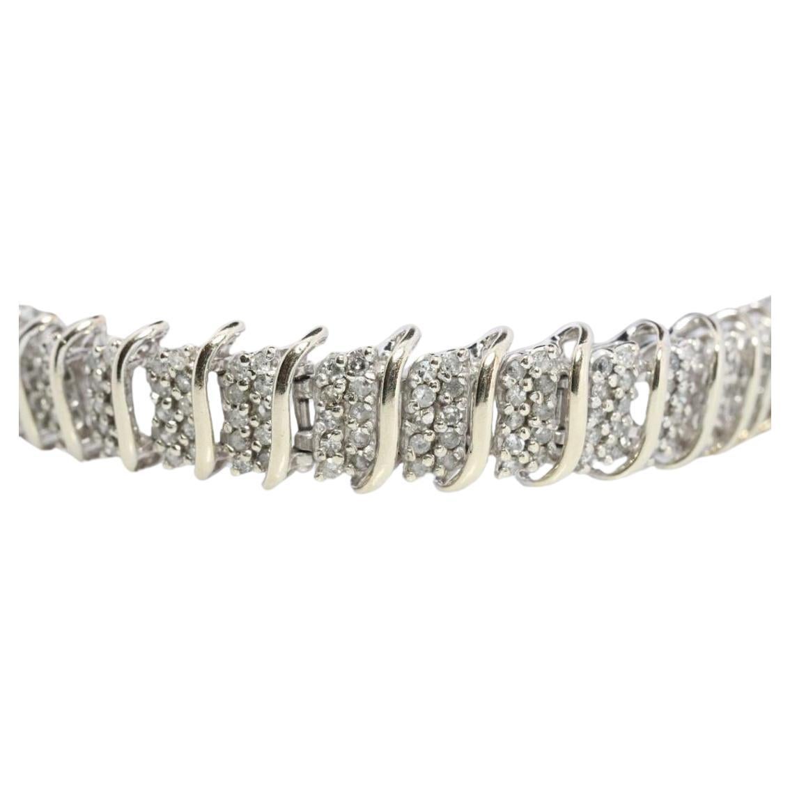 10k Diamant-Tennisarmband. 10k S-link rundes Diamant-Cluster-Tennisarmband.