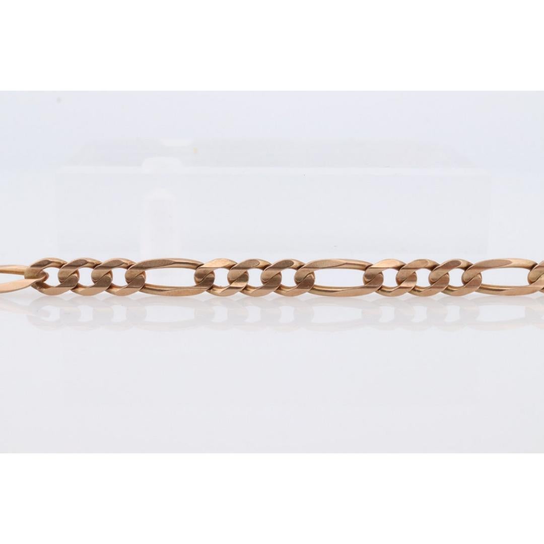 Vintage from the 1960s
Materials: Gold, Rose gold, White gold
Chain style: Figaro

Closure: Lobster claw

Beautiful and Unique 10k Solid Gold Bracelet

This is a unique piece.

Figaro Chain made in ITALY.

Details
4.6 grams
7in
5mm wide links.