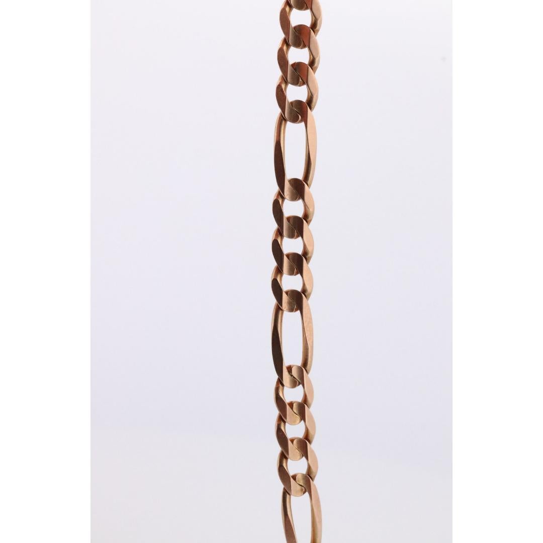 Women's 10k Figaro Chain Bracelet. 10k Solid Yellow Gold Figaro Bracelet Italy. For Sale