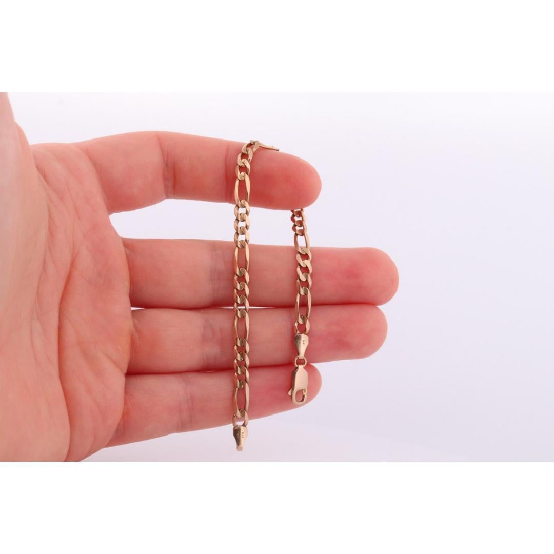 10k Figaro Chain Bracelet. 10k Solid Yellow Gold Figaro Bracelet Italy. For Sale 2