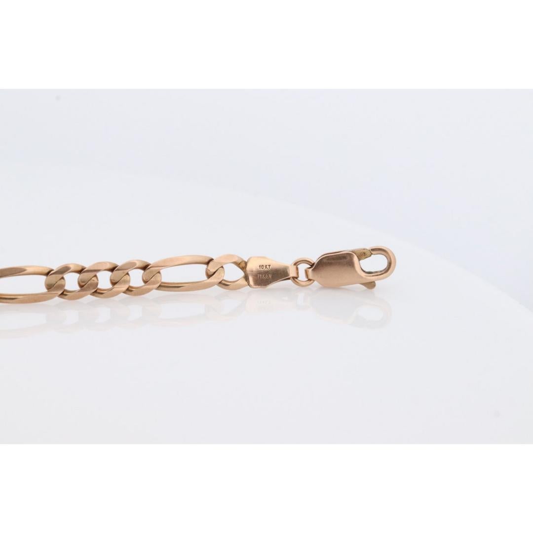 10k Figaro Chain Bracelet. 10k Solid Yellow Gold Figaro Bracelet Italy. For Sale 4