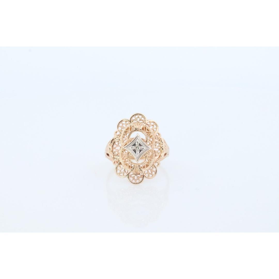 10k Filigree diamond ornate shield ring. 10k Art Deco diamond ring. sz5.75 For Sale 4