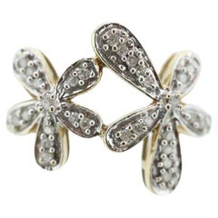 10k Flower Blossom Diamond Set Cocktail ring. Daisy Ring 10k Gold. Flower Ring.