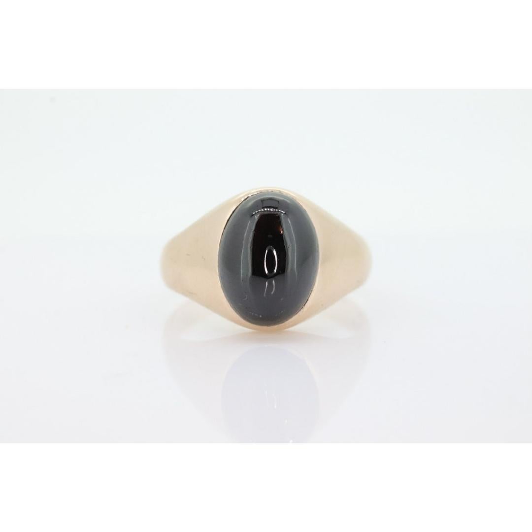 10k Garnet ring. 10k Yellow Gold Black RED Rhodolite Garnet Cabochon Bezel set For Sale 5