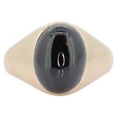 Anillo de granate de 10k Oro Amarillo de 10k Negro ROJO Cabujón de Granate Rodolita Bisel engastado