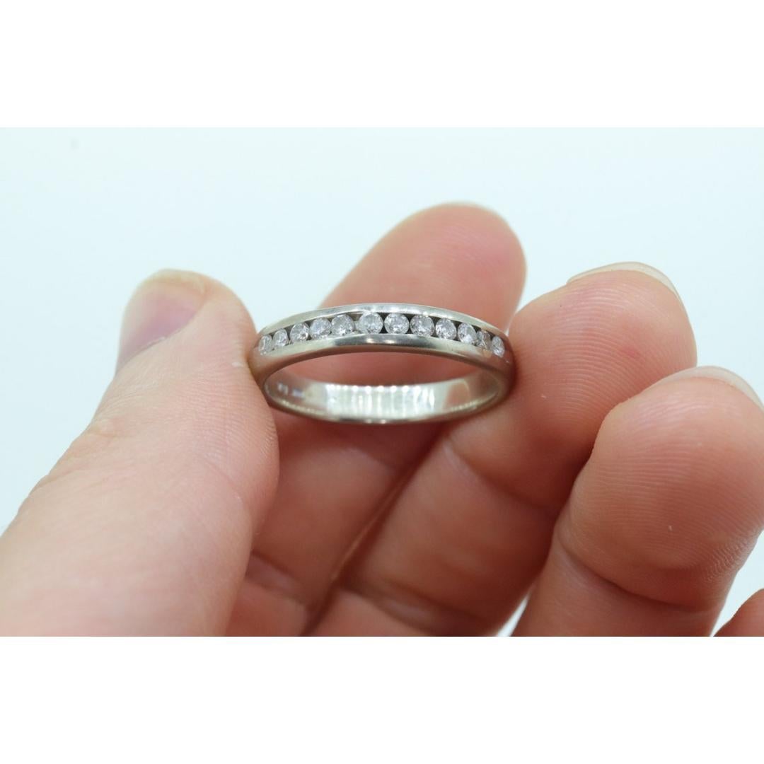 Round Cut 10k Genuine Diamond Band. Mens or Womens 10k Comfort Fit Band with channel set For Sale