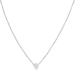 10K Gold 1/10 Carat Diamond Solitaire Pendant Necklace with Adjustable Chain