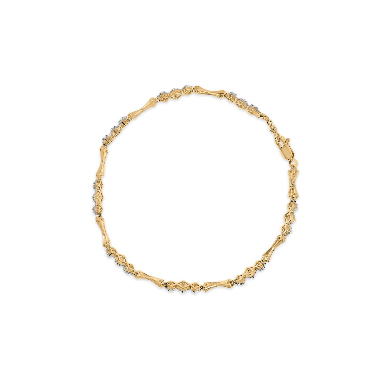 Moderne Bracelet en or 10k 1/3 Cttw Diamond Miracle Set Alternating Bar and Link Bracelet en vente