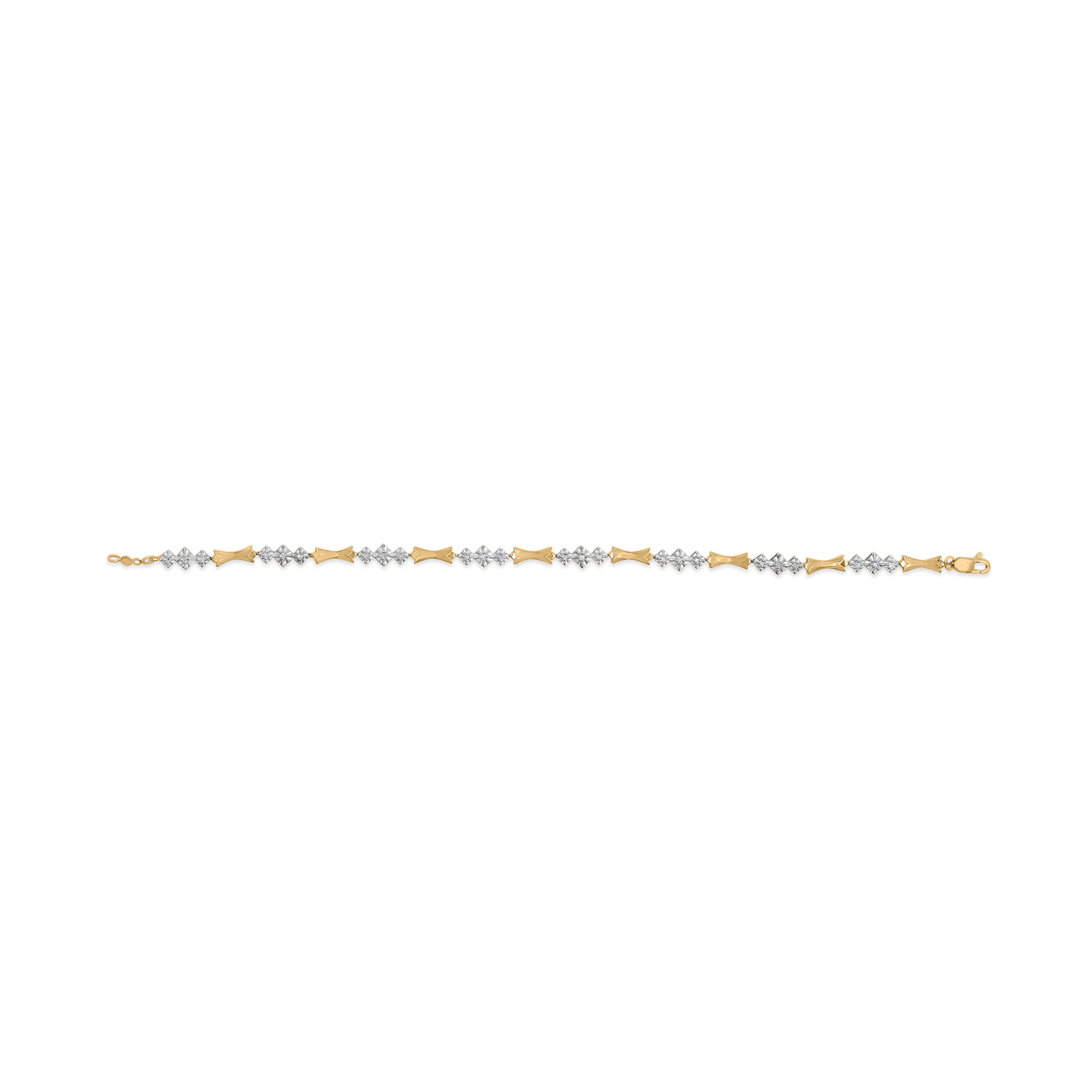 Taille ronde Bracelet en or 10k 1/3 Cttw Diamond Miracle Set Alternating Bar and Link Bracelet en vente