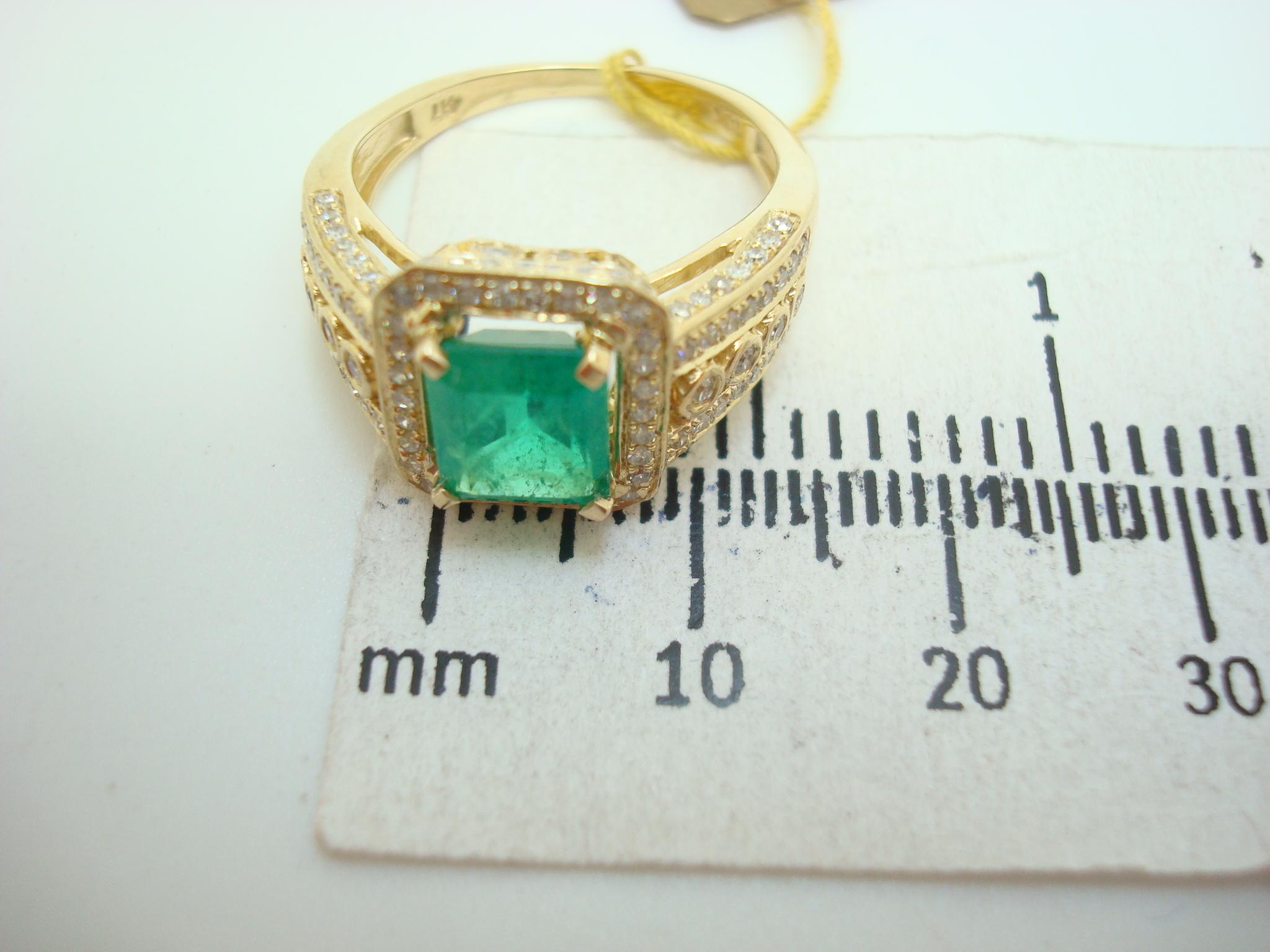 10k Gold 1.62ct Genuine Natural Emerald Ring with 1/4ct Diamonds '#J2604' For Sale 6