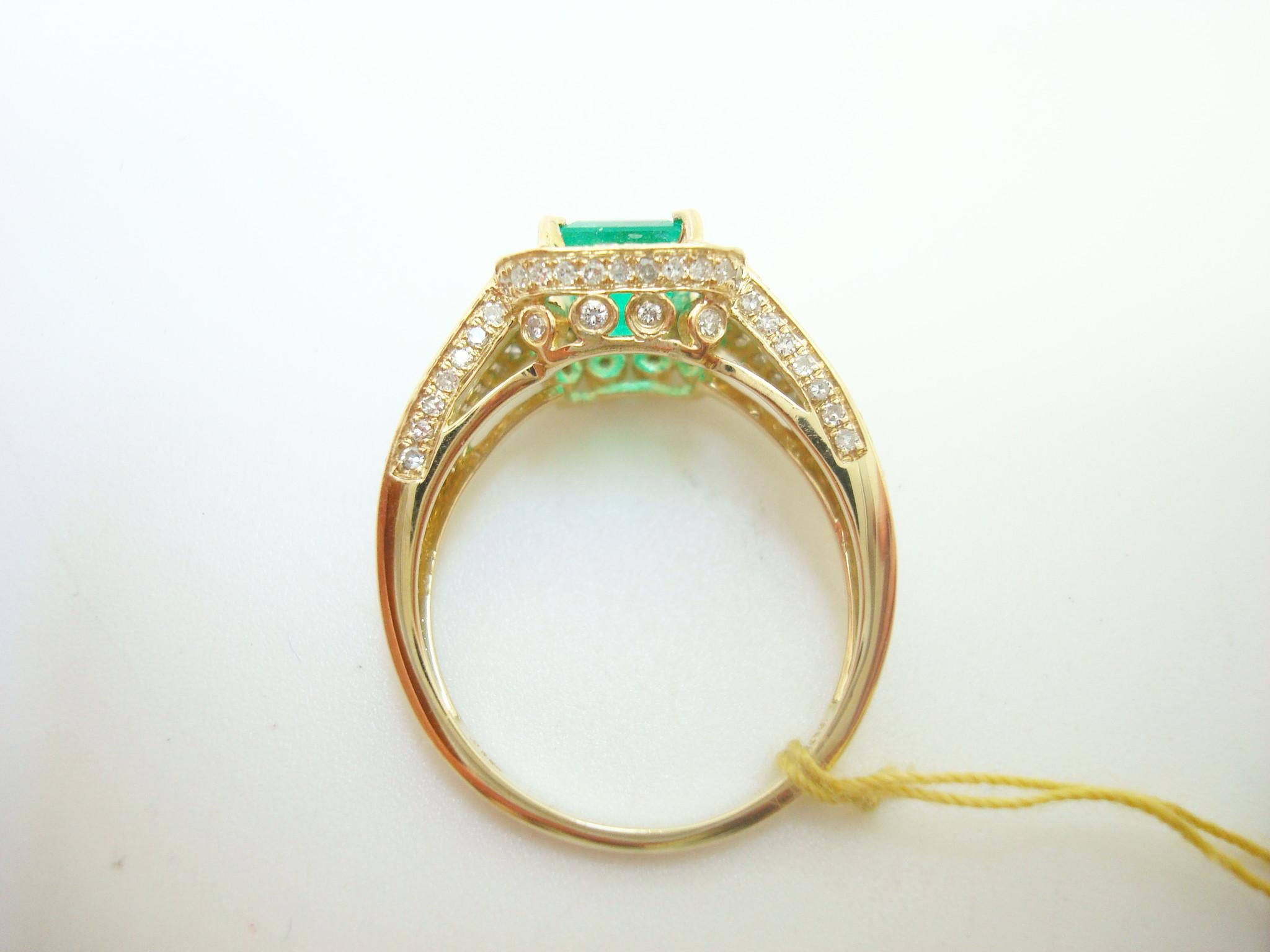 Women's 10k Gold 1.62ct Genuine Natural Emerald Ring with 1/4ct Diamonds '#J2604' For Sale