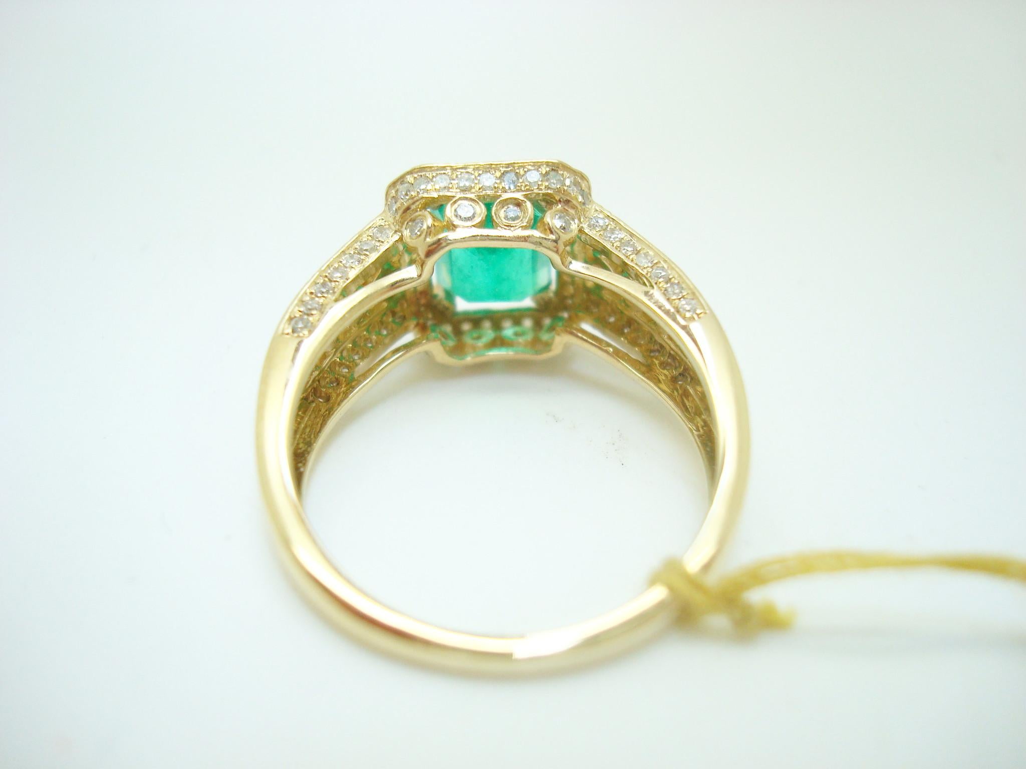 10k Gold 1.62ct Genuine Natural Emerald Ring with 1/4ct Diamonds '#J2604' For Sale 1