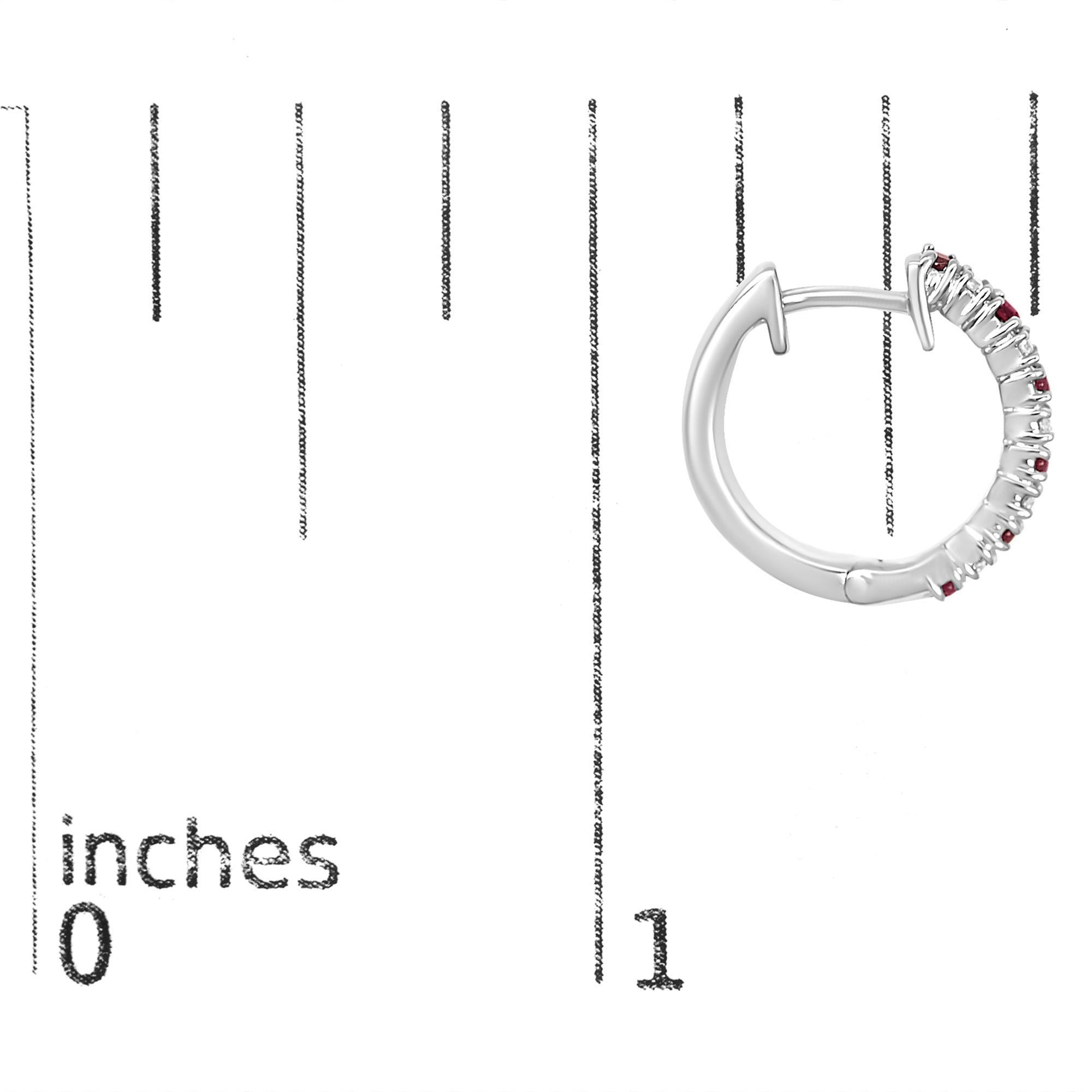 Boucles d'oreilles en or 10 carats alternant diamants et rubis rouges pour femmes Neuf - En vente à New York, NY