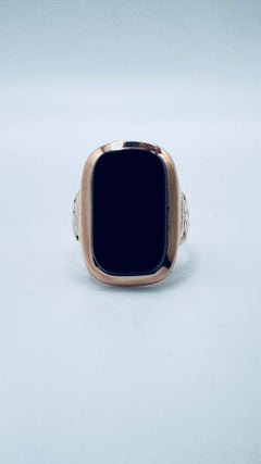 10K Gold Blutstein Heliotrop Cabochon Ring, Art Deco, CIRCA 1837