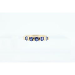 10k Gold BLUE Sapphire Eternity Band. Channel Set round Sapphire Anniversary