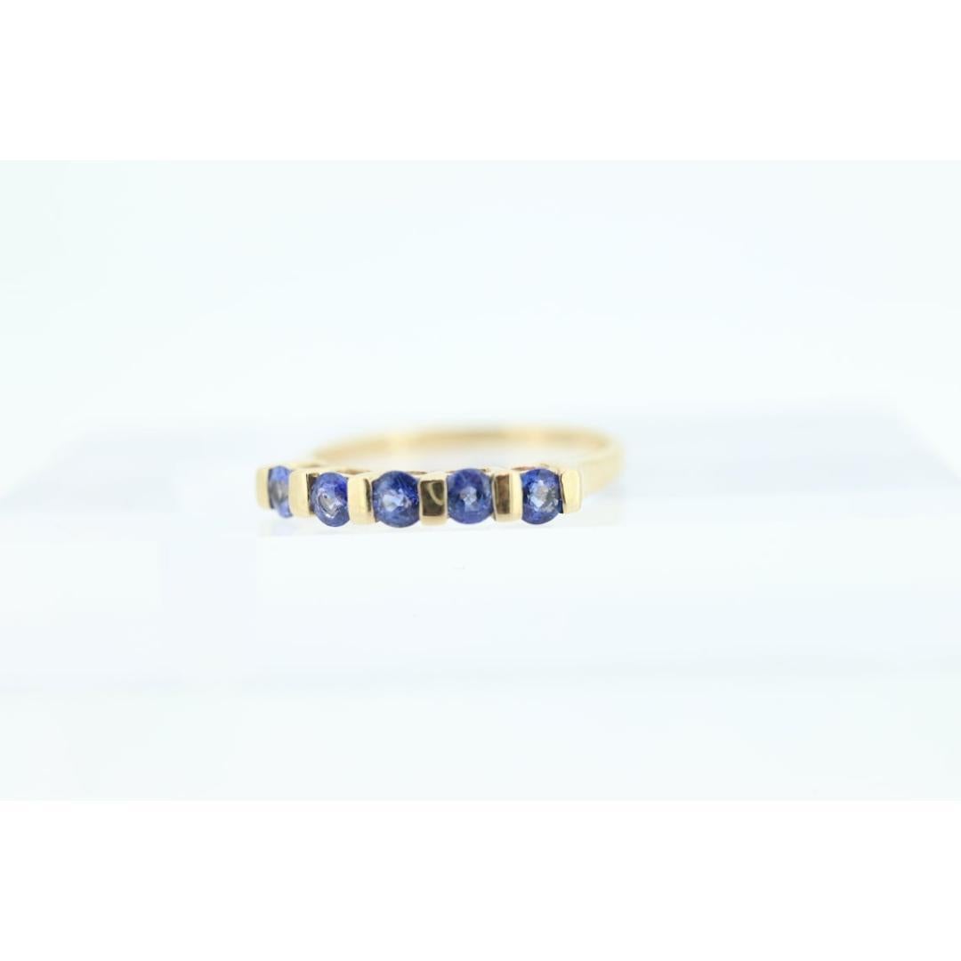 10k Gold BLUE Sapphire Eternity Band. Channel Set round Sapphire Anniversary In Good Condition For Sale In Port Charlotte, FL