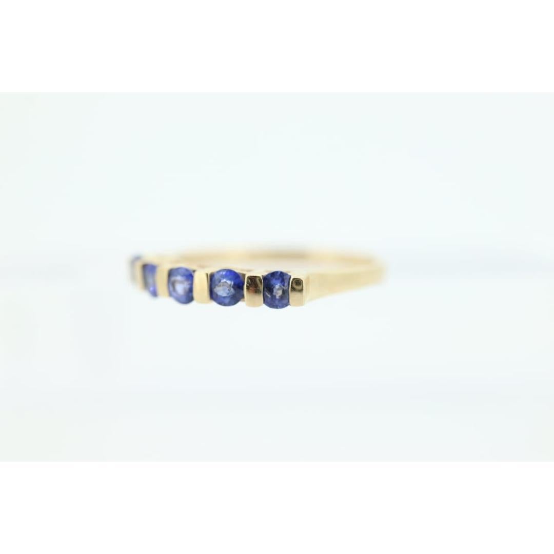 Women's 10k Gold BLUE Sapphire Eternity Band. Channel Set round Sapphire Anniversary For Sale