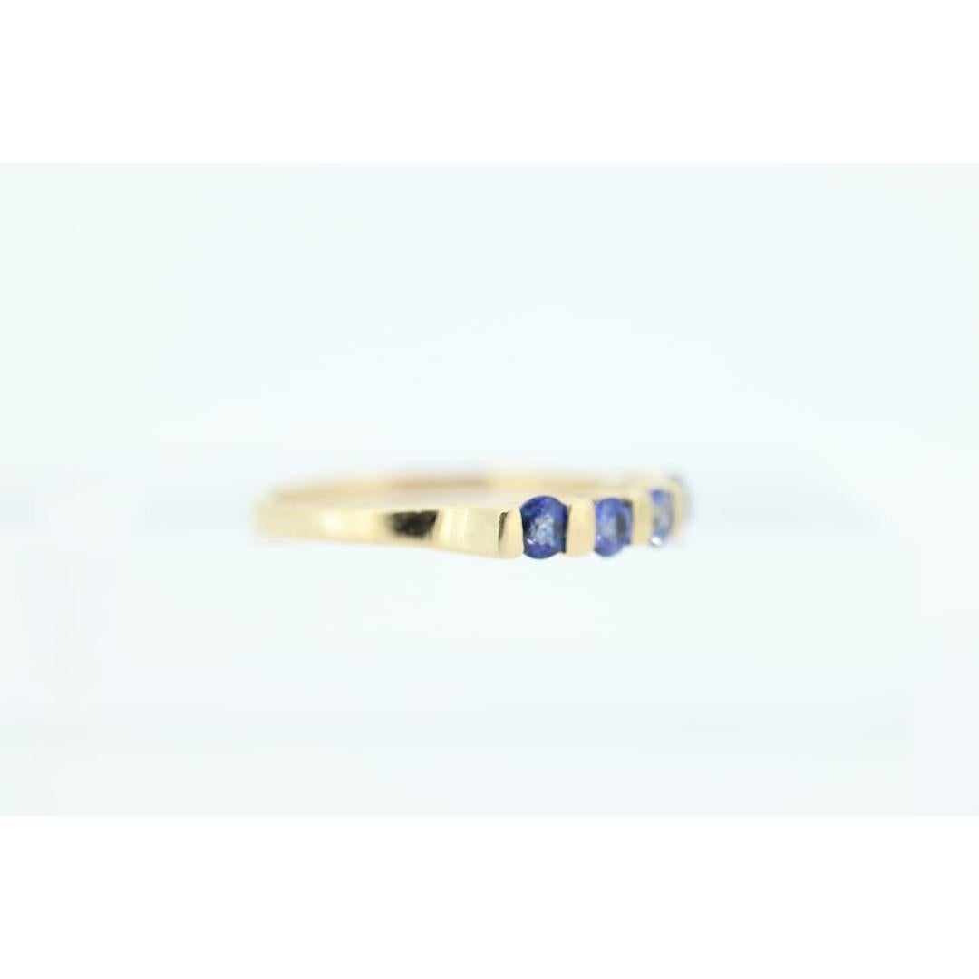10k Gold BLUE Sapphire Eternity Band. Channel Set round Sapphire Anniversary For Sale 2