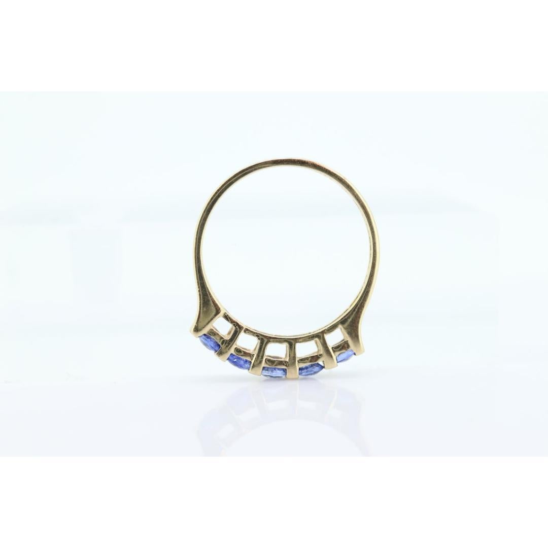 10k Gold BLUE Sapphire Eternity Band. Channel Set round Sapphire Anniversary For Sale 4