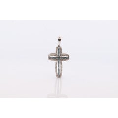 10k Gold Cross Crucifix with Diamonds. 10k Blue Diamond Cluster Pendant. Diamond