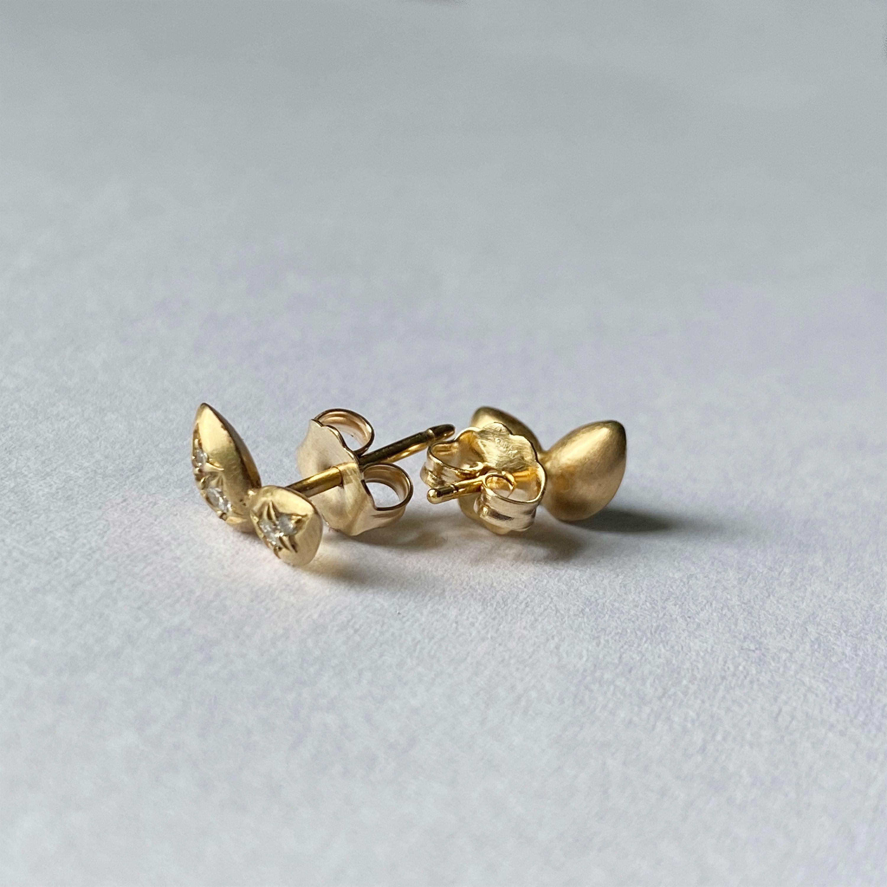 Contemporary Layla 10k Gold Diamond Studs by dan-yell For Sale