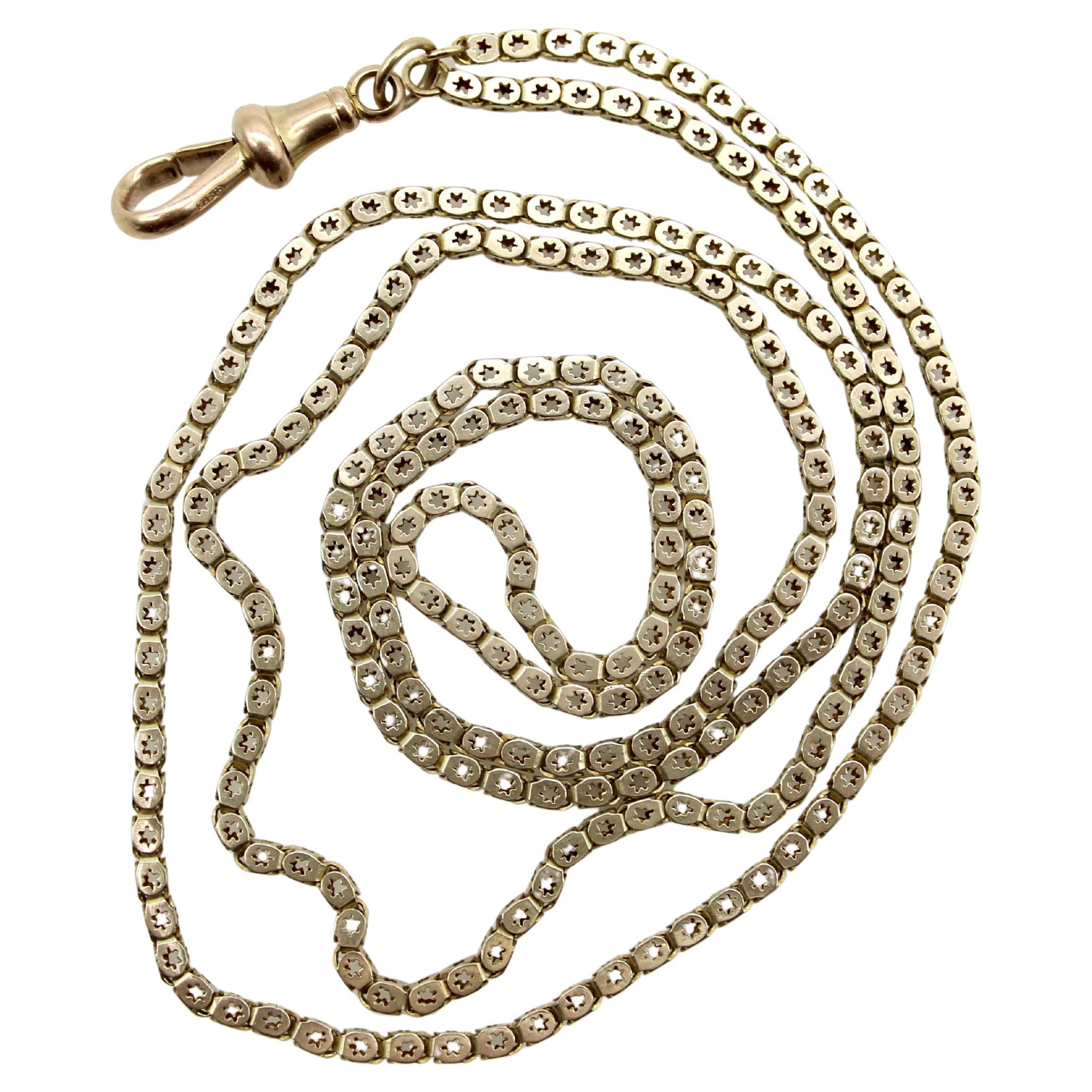 10K Gold Early Victorian Star Link Chain with Dog Clip