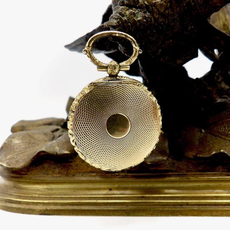 10K Gold Engine-Turned Mourning Locket with Braided Hair For Sale 2