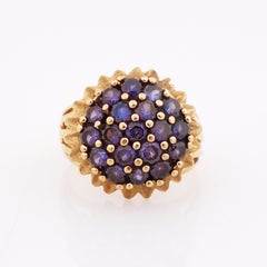 10k Gold Floral Ring with Sapphire Gemstones, 1970s