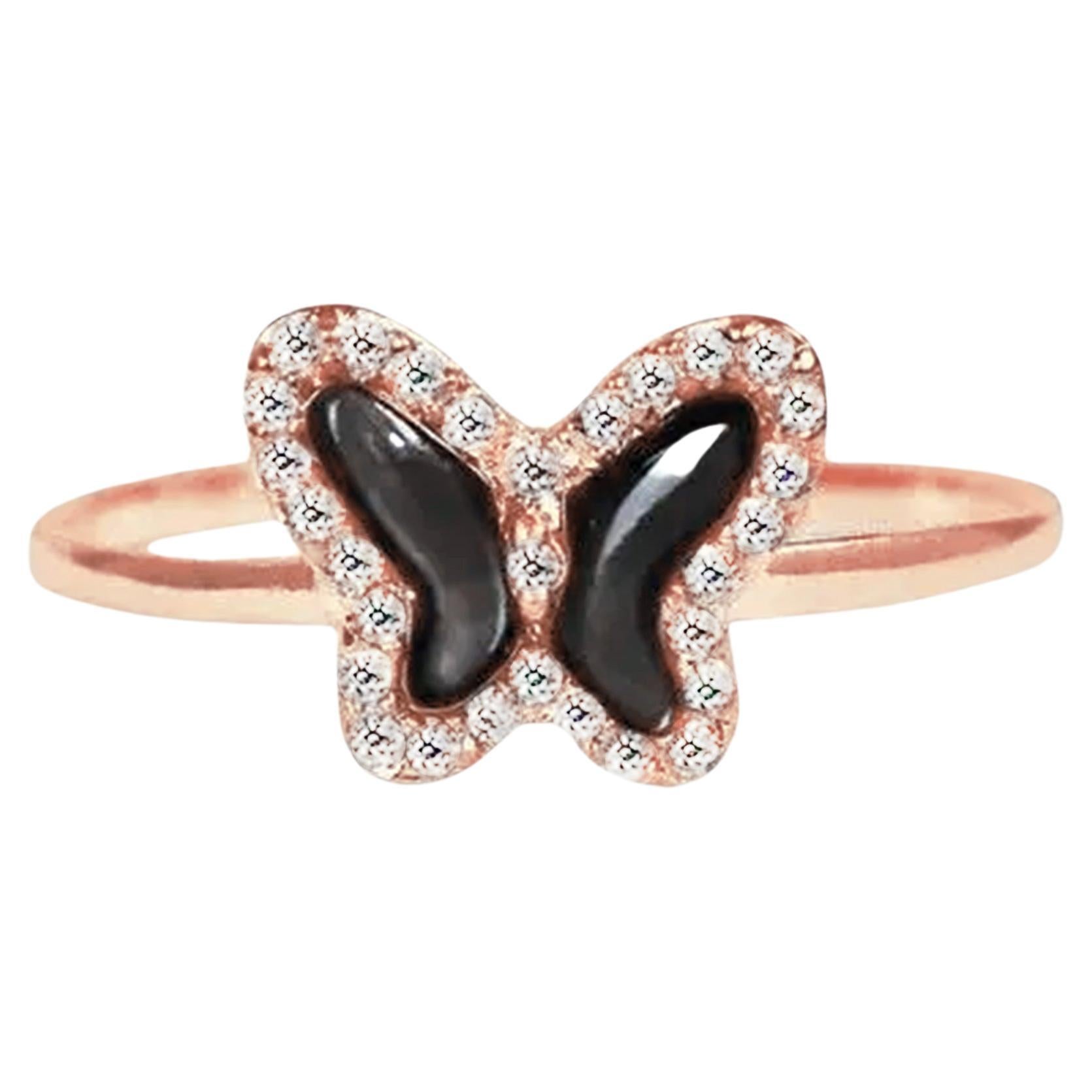 En venta: Anillo Mariposa Oro 10k Diamante Sólido