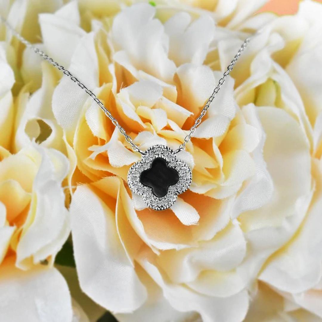 10k White Gold Gemstone Clover Necklace Gemstone Options For Sale 6