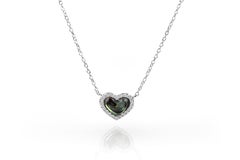 Collier cœur en or 10 carats avec pierres précieuses, choix de pierres précieuses