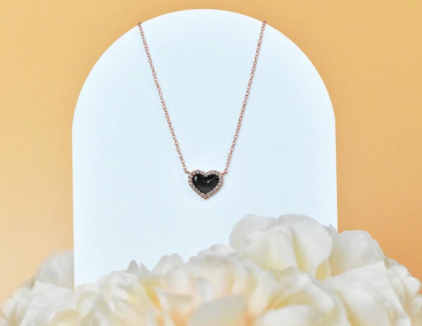 10k Gold Gemstone Heart Necklace, Gemstone Options For Sale 4